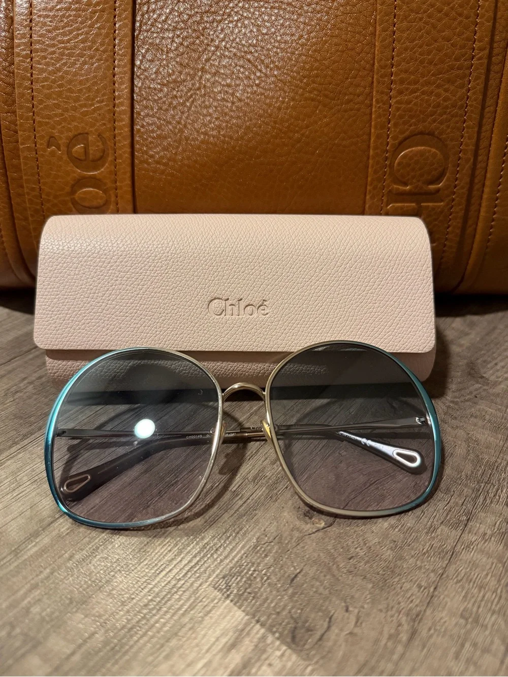 Chloé Oversized Square Gradient Sunglasses CH0041S 002 – Blue/Silver – Authentic